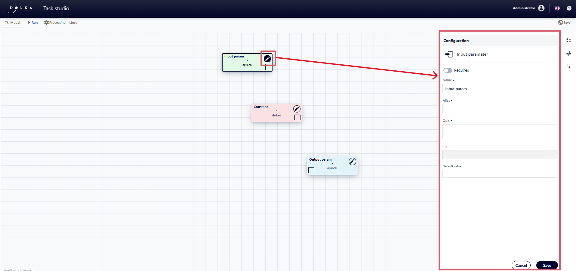 Input parameter configuration