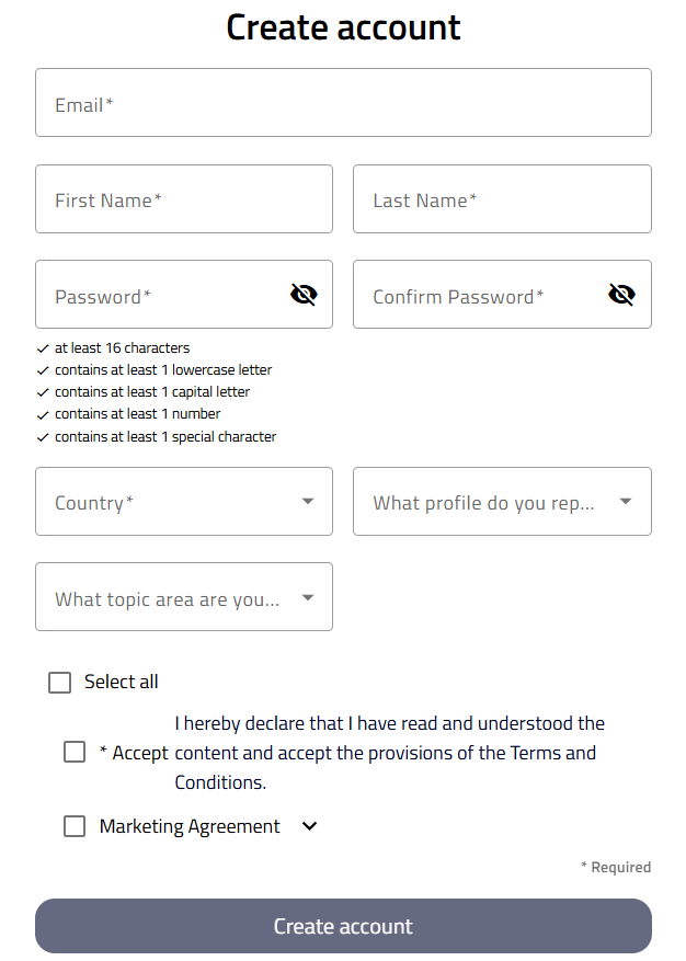 Registration form