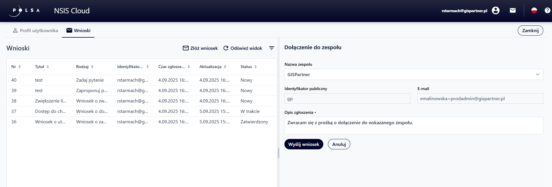 Dołączenie do zespołu