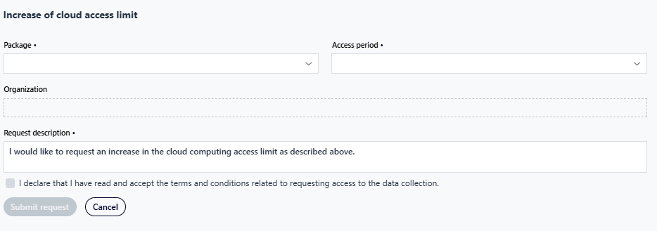 Zwiększenie limitu do chmury obliczeniowej