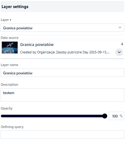 User Data – Layer Settings