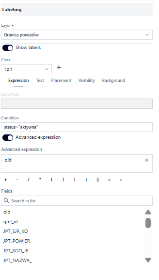 Labeling – advanced expression