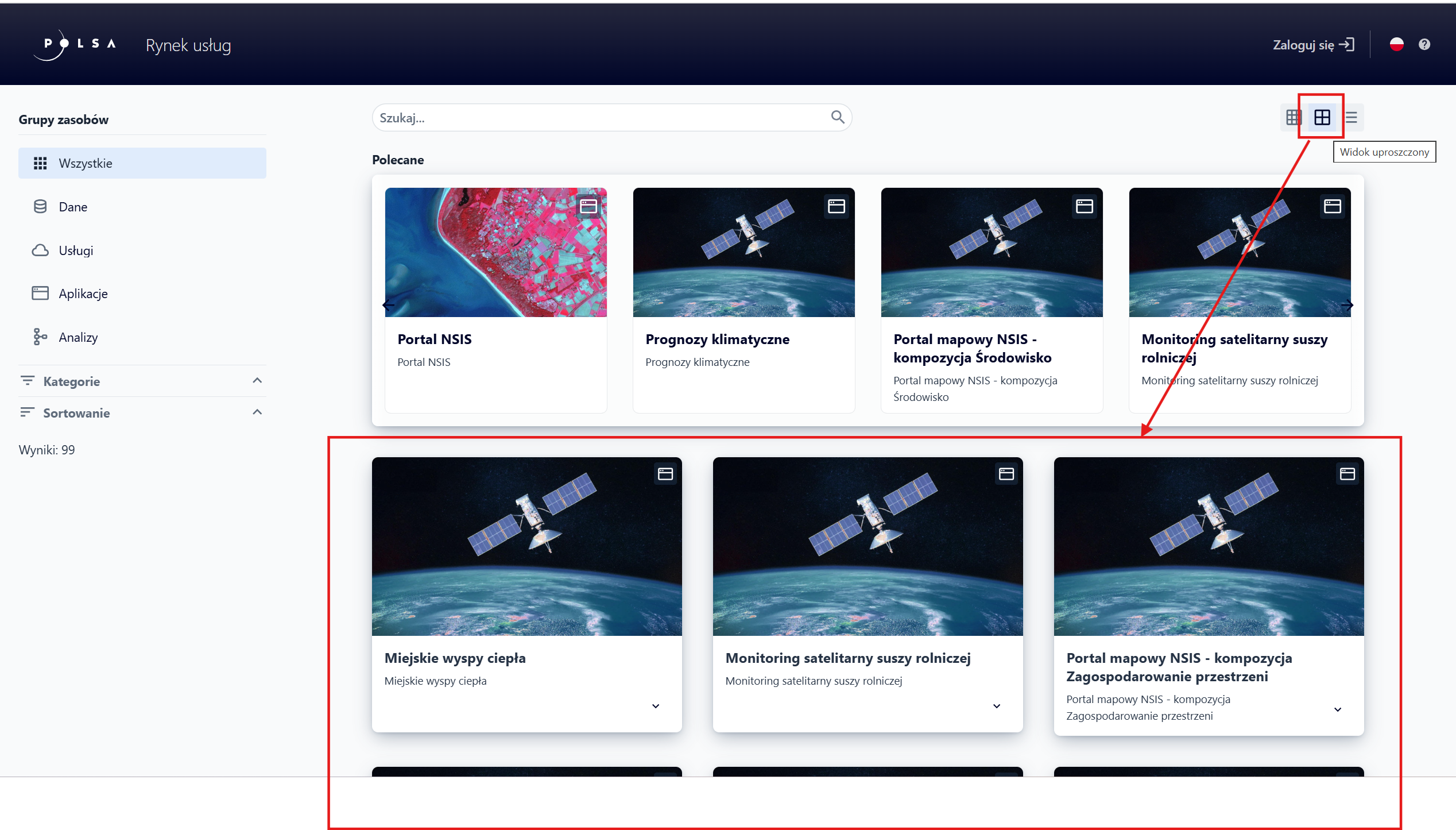 Widok kafelków dużych