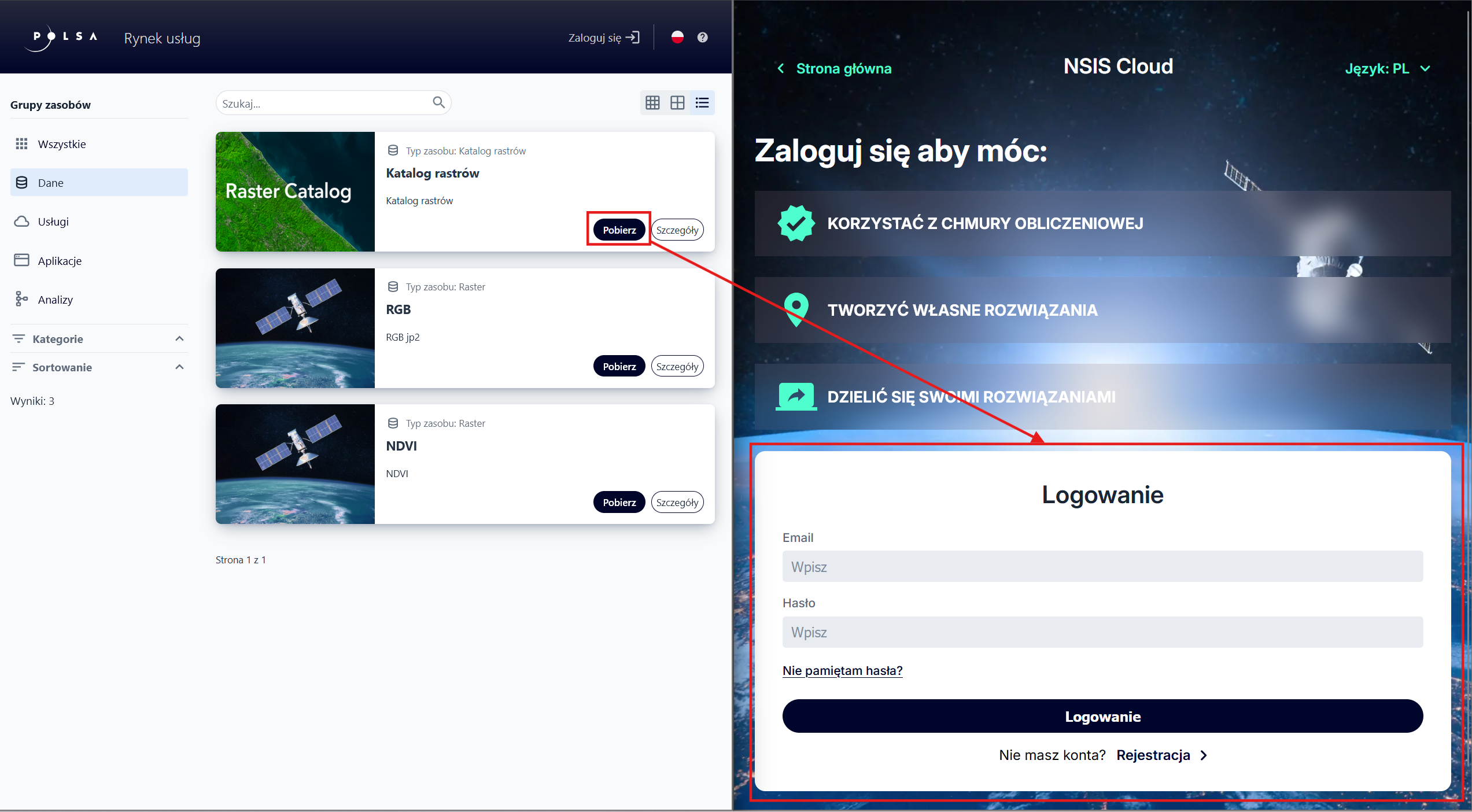Pobierz Raster z Katalogu rastrów