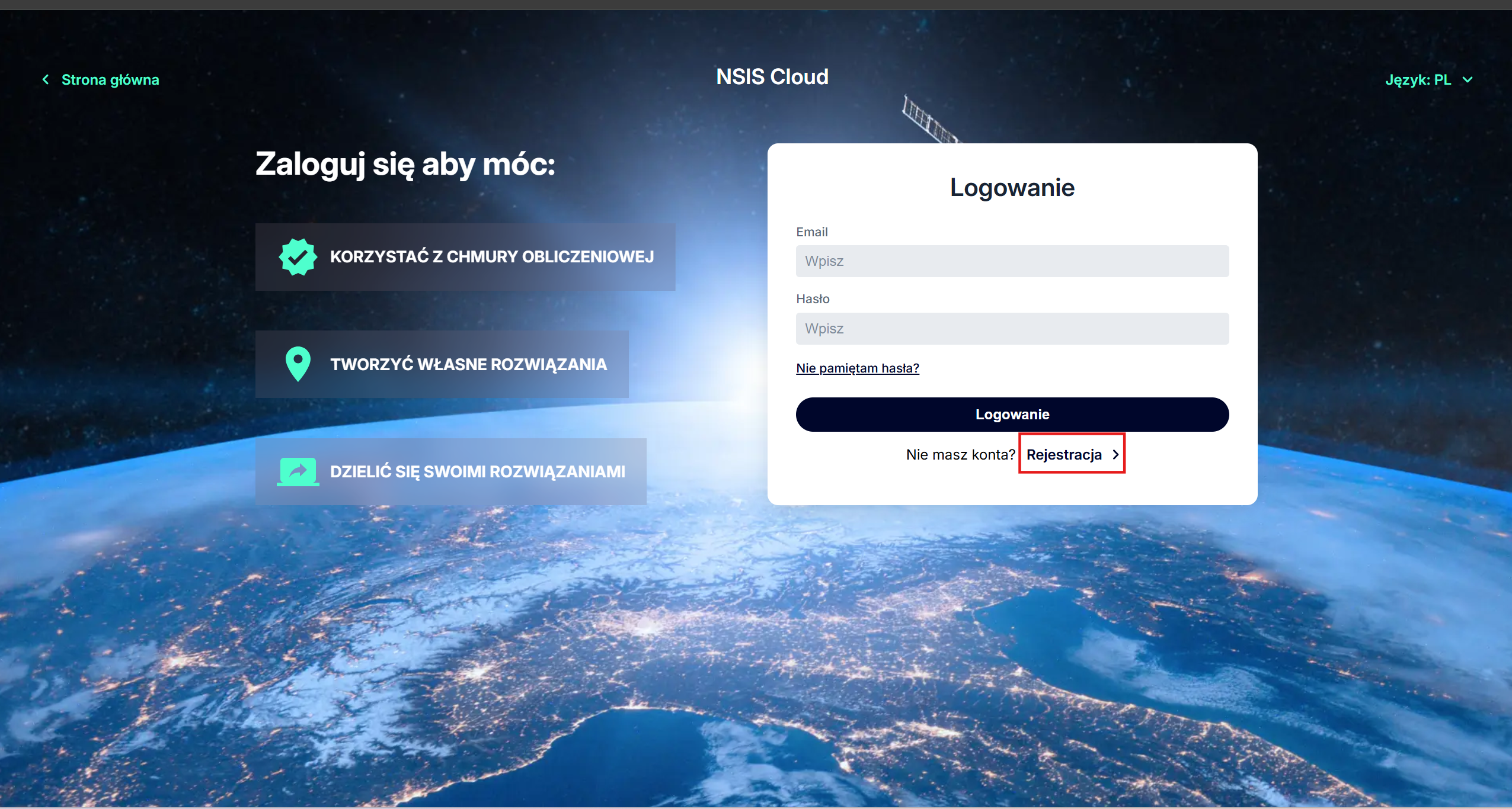 opcja "Rejestracja"