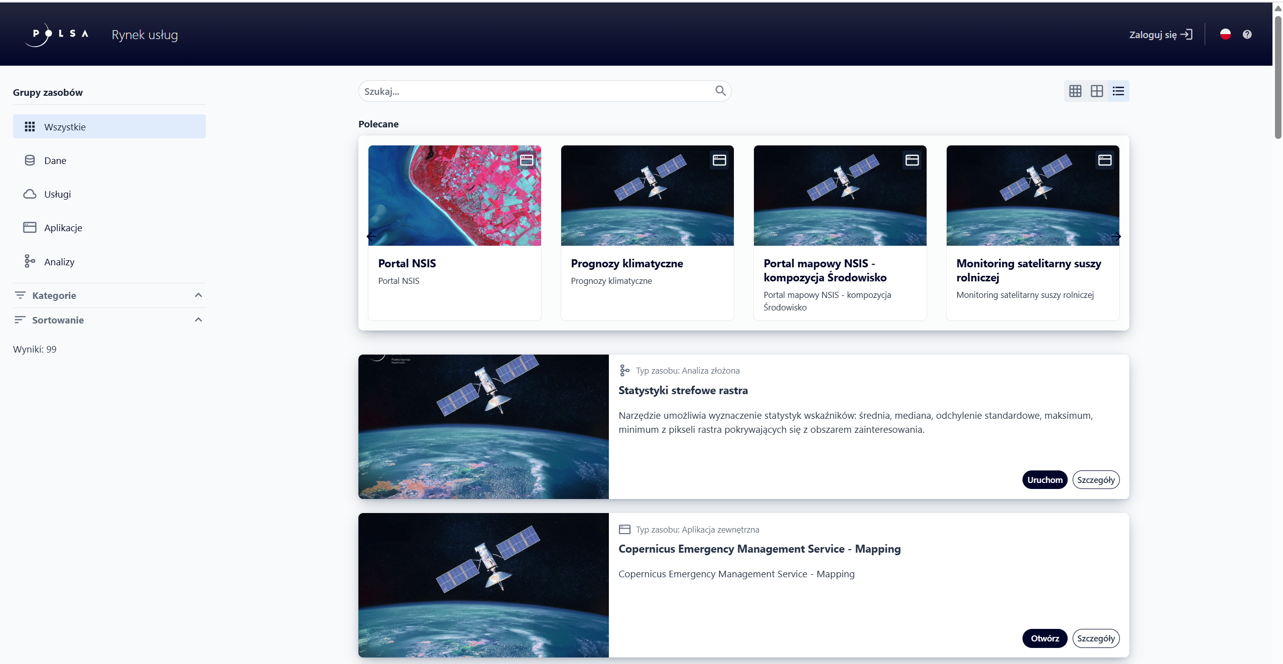 Aplikacja Rynek usług