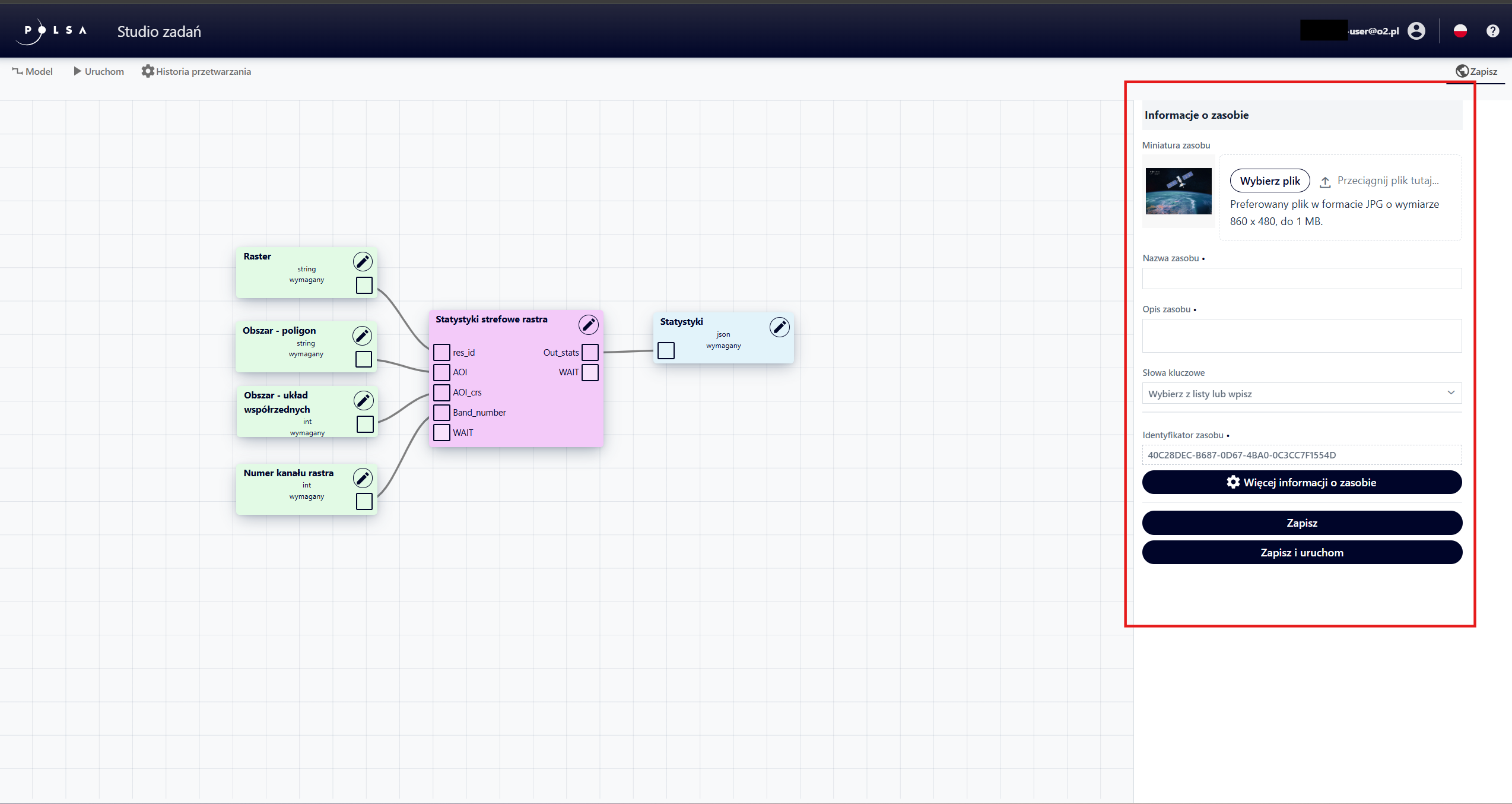 Panel "Informacje o zasobie"