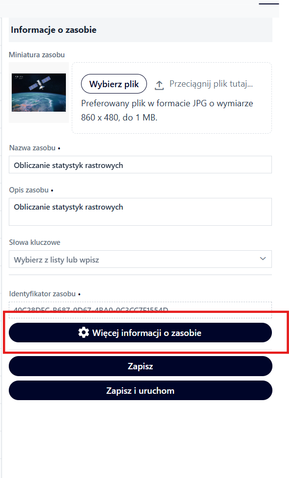 Przycisk "Więcej informacji o zasobie"
