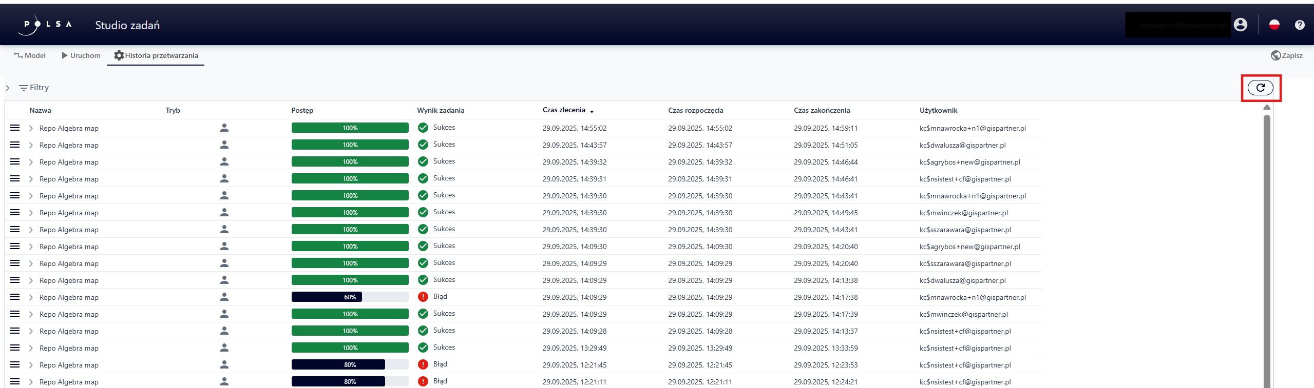 Przycisk "Odśwież zawartość"