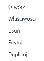 Aplikacje - dostępne akcje na zasobach