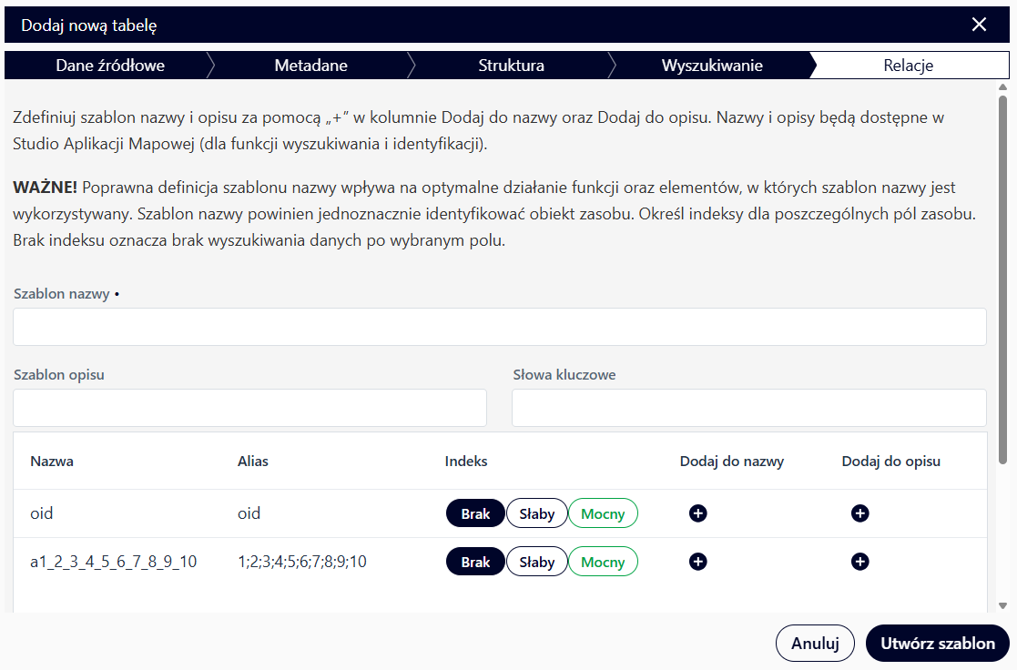 Dodawanie nowej tabeli - Wyszukiwanie