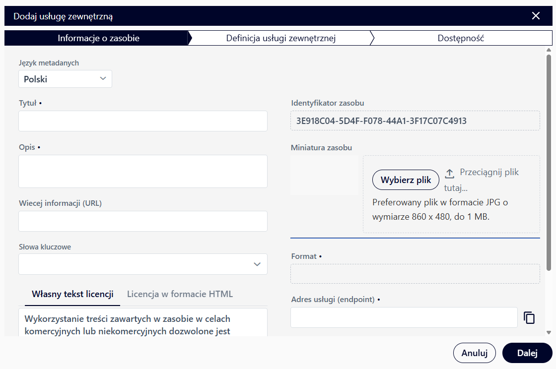 Dodawanie nowego rastra