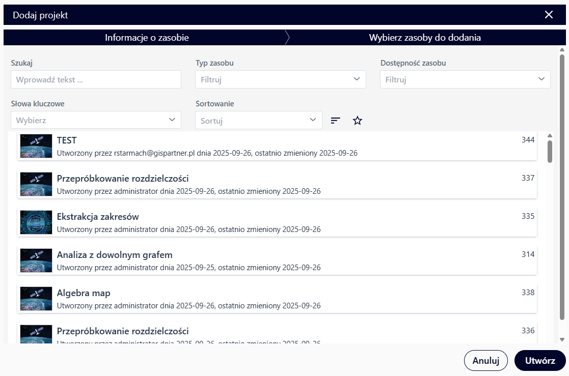 Dodawanie nowego projektu