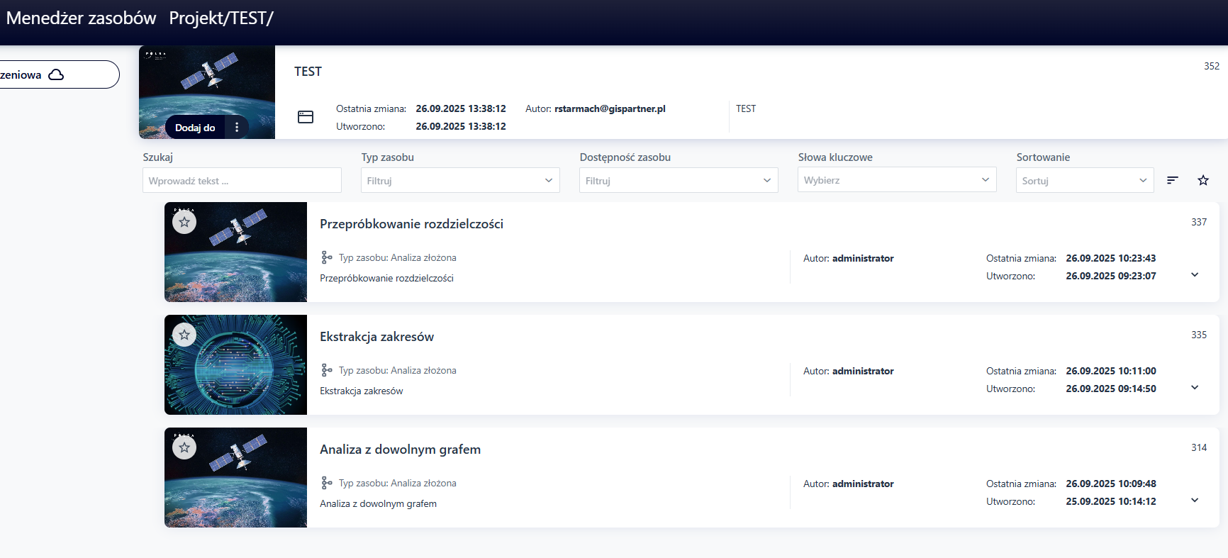 Dodanie zasobów do projektu