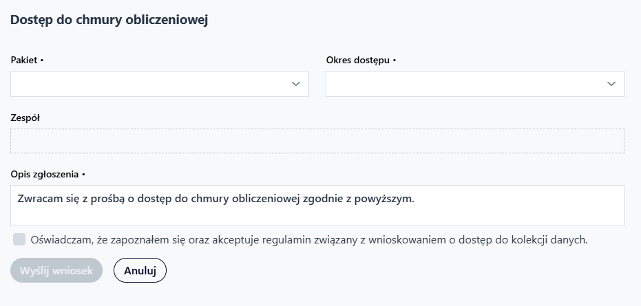 Dostęp do chmury obliczeniowej