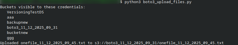 Wysyłanie pliku do bucketa S3 przy użyciu boto3