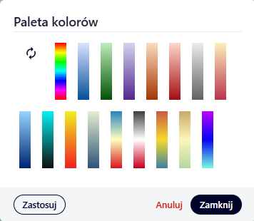 Unikalne wartości - paleta kolorów