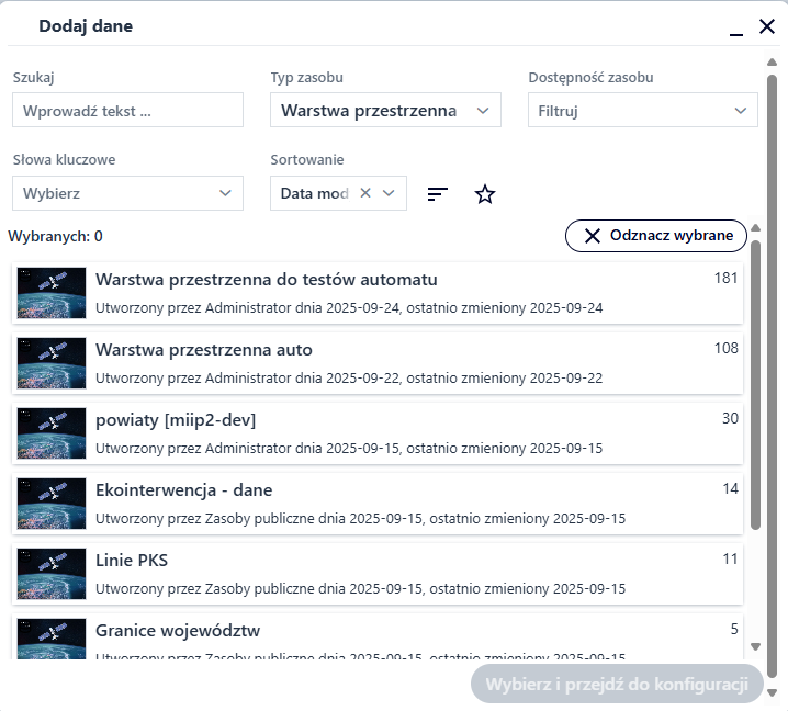 Rysunek 3 Zawartość mapy – Dodaj dane