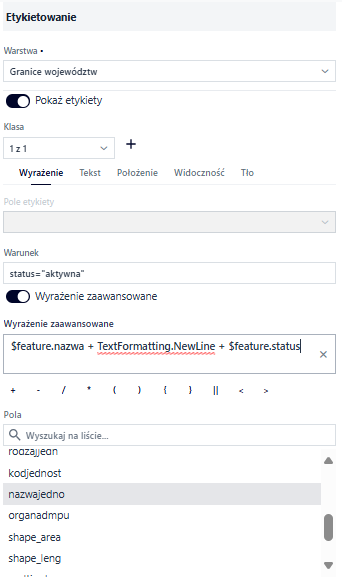 Etykietowanie - wyrażenie zaawansowane