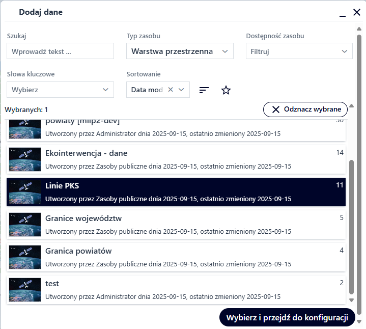 Rysunek 4 Dodaj danych – Wybór danych